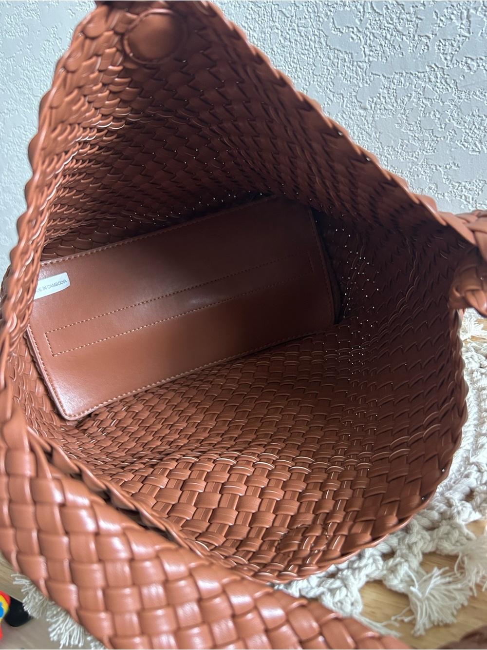 Rachel Zoe Chocolate Brown Woven Leather Hobo Slouchy Shoulder Bag Wristlet Set - Picture 8 of 12